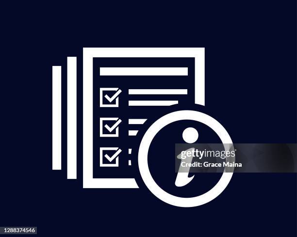 information icon with document list with tick check marks - selective service stock illustrations