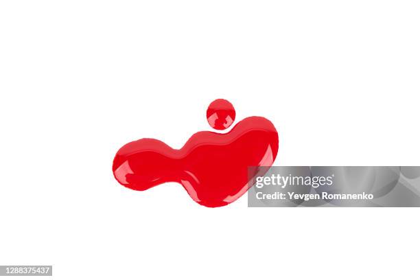 spilled red nail polish on white background - painting fingernails stock pictures, royalty-free photos & images