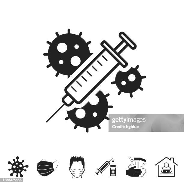 ilustraciones, imágenes clip art, dibujos animados e iconos de stock de vacuna coronavirus covid-19. icono para el diseño sobre fondo blanco - síndrome respiratorio agudo severo