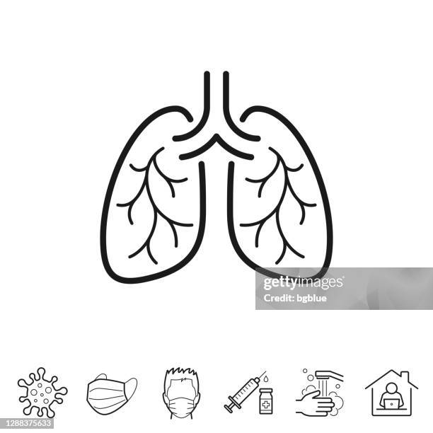 lungs. line icon - editable stroke - inhaling stock illustrations