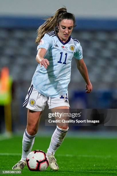 Lisa Evans of Scotland in action during the UEFA Women's EURO 2022 qualifier match between Portugal Women and Scotland Women at Estadio do Restelo on...