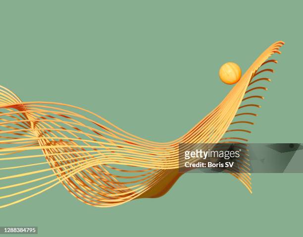 sphere rolling down the bamboo waves - bamboo material stock pictures, royalty-free photos & images