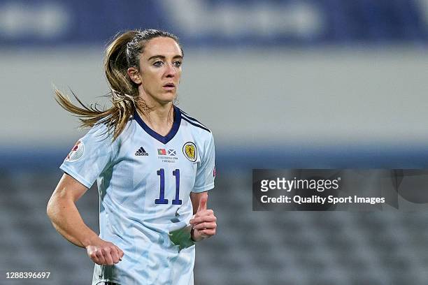 Lisa Evans of Scotland looks on during the UEFA Women's EURO 2022 qualifier match between Portugal Women and Scotland Women at Estadio do Restelo on...
