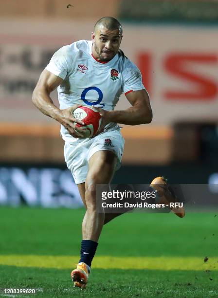 Jonathan Joseph of England breaks with the ball during the Quilter International match between Wales and England as part of the Autumn Nations Cup at...
