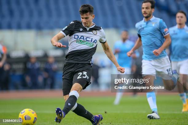 Ignacio Pussetto of Udinese Calcio scores a goal during the Serie A match between SS Lazio and Udinese Calcio at Stadio Olimpico on November 29, 2020...