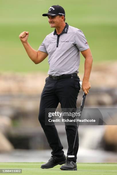 Christiaan Bezuidenhout of South Africa celebrates victory in the final round of the Alfred Dunhill Championship at Leopard Creek Country Golf Club...