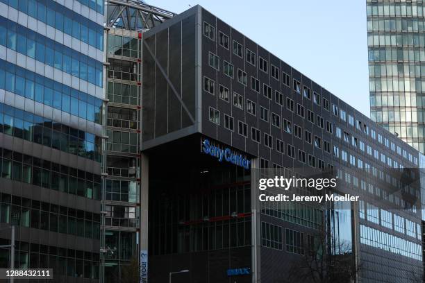 Sony Center sign is seen on November 29, 2020 in Berlin, Germany.