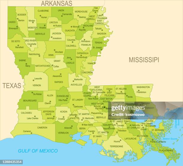 flat map of louisiana - louisiana stock illustrations