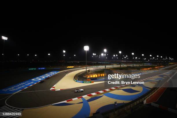 General view as the FIA Safety car leads the field during the F1 Grand Prix of Bahrain at Bahrain International Circuit on November 29, 2020 in...