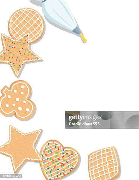 ilustraciones, imágenes clip art, dibujos animados e iconos de stock de borde de galletas para hornear navideñas - cocinero navidad