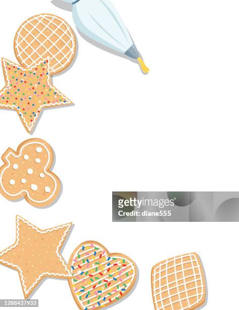 holiday baking cookie border - sugar cookie stock illustrations