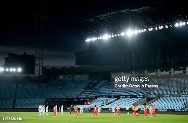 General view inside the stadium as Players and Officials observe a minute of silence in memory of Diego Maradona prior to during the La Liga...