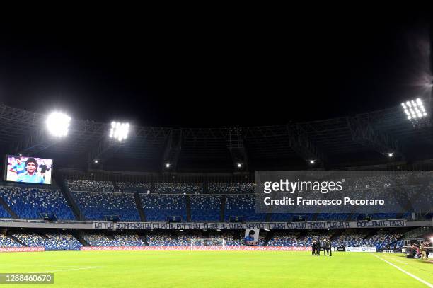 General view inside the stadium ahead of the Serie A match between SSC Napoli and AS Roma at Stadio San Paolo on November 29, 2020 in Naples, Italy....