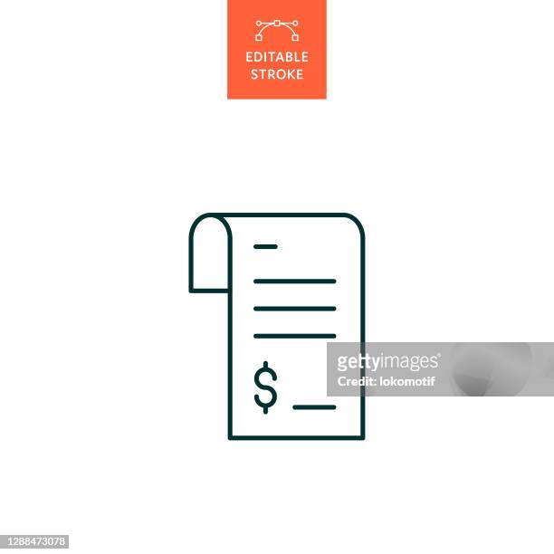 financial bill icon mit editierbarem strich - tax form stock-grafiken, -clipart, -cartoons und -symbole
