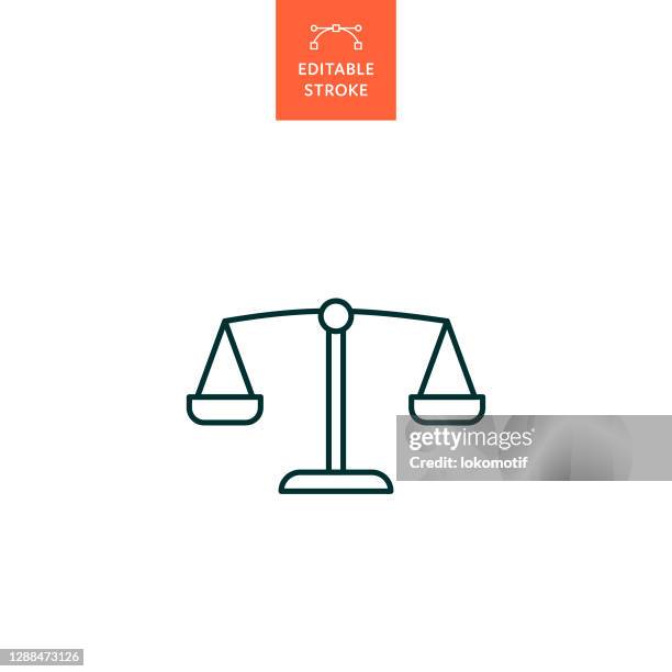 illustrazioni stock, clip art, cartoni animati e icone di tendenza di icona uguaglianza con tratto modificabile - bilancia strumento