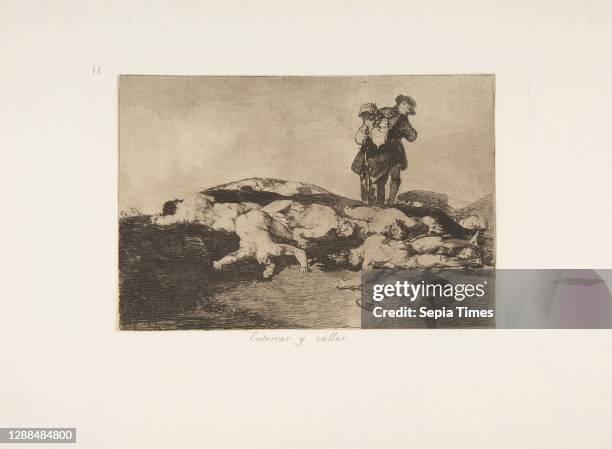 Plate18 from 'The Disasters of War' : 'Bury them and keep quiet.' , 1810–20, published 1863, Etching, burnished lavis, drypoint and burin, Plate: 6...