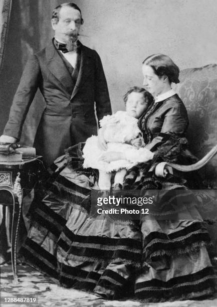 Napoleon III with Eugenie de Montijo and their son Louis Napoleon Bonaparte, born in 1856. Cabinet card photograph. Paris, Fondation Napoleon.