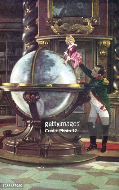 Napoleon I and his son Napoleon-Francois-Charles-Joseph, perched on a large globe. Paris, Fondation Napoleon.