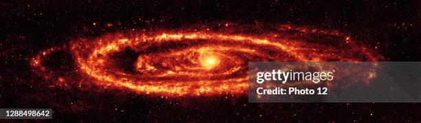 S Spitzer Space Telescope infrared view of the famous galaxy Messier 31, also known as Andromeda. Spitzer's 24-micron mosaic is the sharpest image...