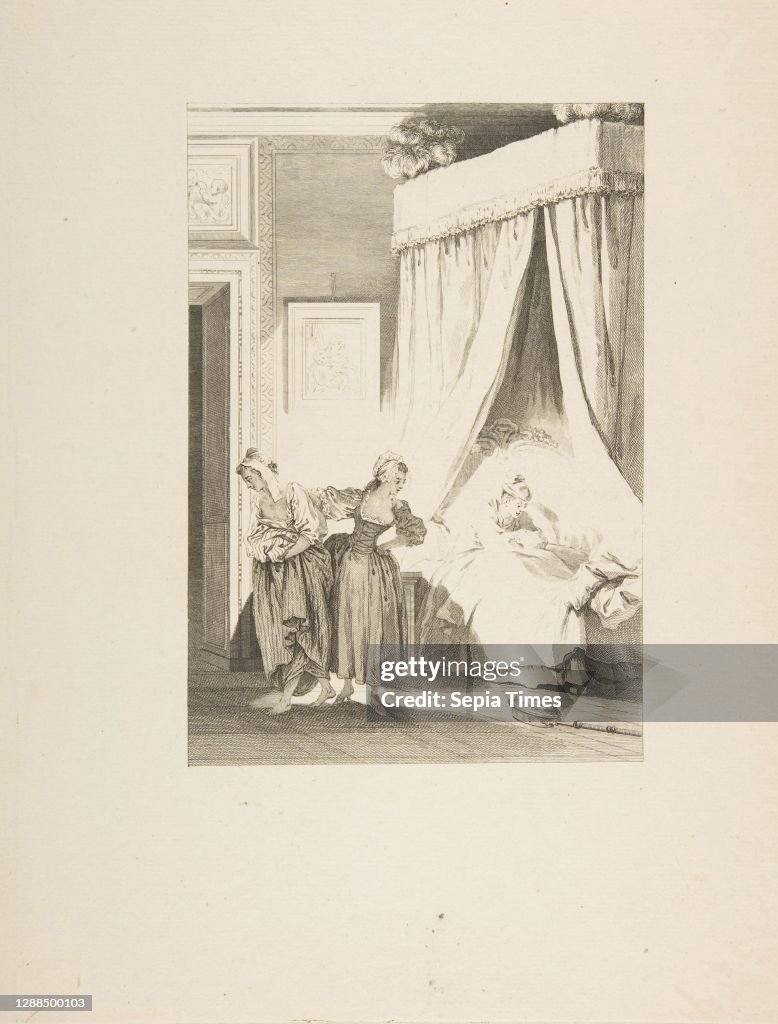 La Gageure des trois Commeres: La Servante, from Contes et nouvelles en vers par Jean de La Fontaine. A Paris, de l'imprimerie de P. Didot, l'an III de la République, 1795, published in 1795, Etching; first state of three (Cohen), Sheet: 13 1/8 × 9 5/8 i