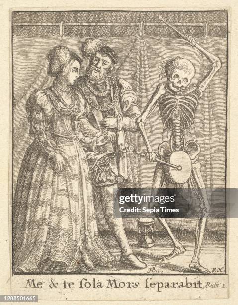 Bridal pair, from the Dance of Death Etching; second state of four, Sheet: 2 7/8 × 2 1/8 in. , Prints, After Hans Holbein the Younger , Bridal pair;...