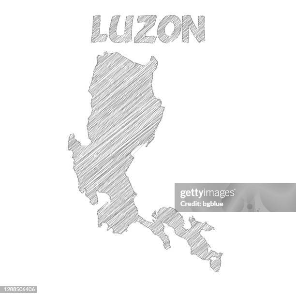 luzon map hand drawn on white background - philippine map drawing stock illustrations
