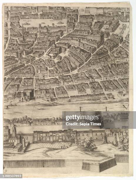 Plan of the City of Rome. Part 9 with Piazza Navona, the Campo di Fiore and the Sant' Onofrio Etching with some engraving, undescribed state., Sheet:...