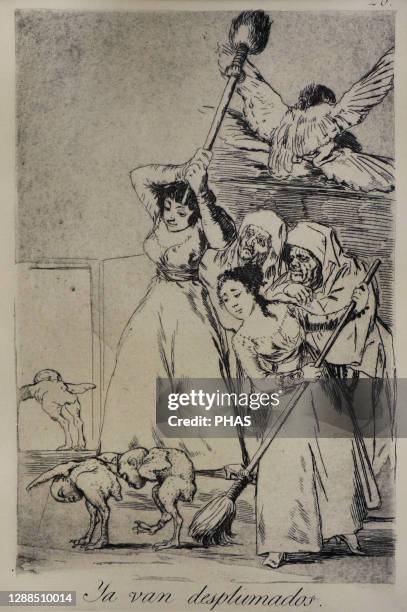 Francisco de Goya y Lucientes . Spanish painter. Los Caprichos. Plate 20. There they go plucked . San Fernando Royal Academy of Fine Arts. Madrid,...