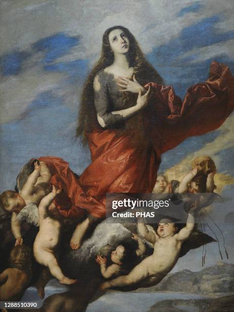 Juseppe de Ribera . Spanish painter. Assumption of Mary Magdalene, 1636. San Fernando Royal Academy of Fine Arts. Madrid, Spain.