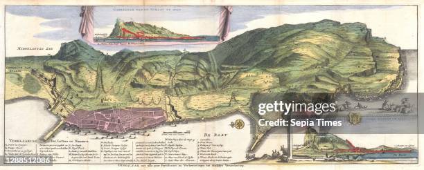 De La Feuille Map and View of Gibraltar.