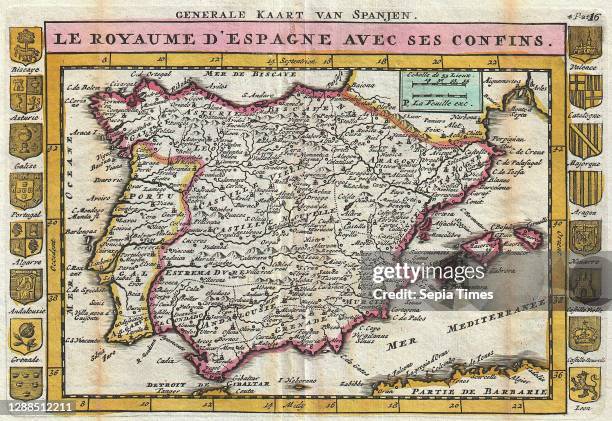 La Feuille Map of Spain and Portugal.