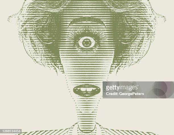 ilustrações, clipart, desenhos animados e ícones de rosto de mulher com um olho - só um olho