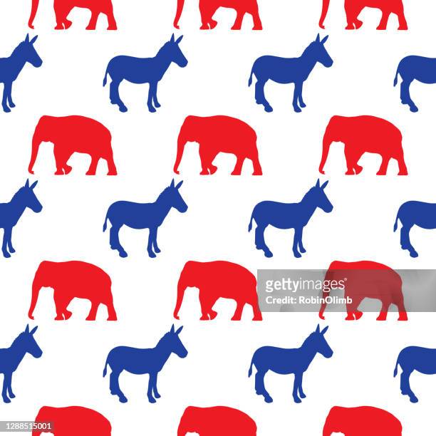 election donkey and elephant seamless pattern - democracy stock illustrations