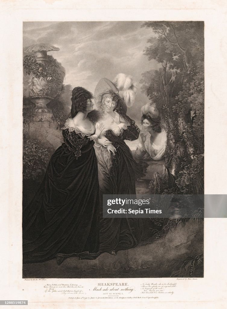 Drawings and Prints, Print, Hero, Ursula and Beatrice (Shakespeare, Much Ado About Nothing, Act 3, Scene 1), Boydell'shakespeare Gallery, Publisher, Engraver, Artist, Subject, After, John & Josiah Boydell, Peter Simon, Matthew William Peters, William Shak