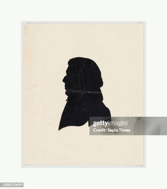 Unidentified profile portrait, older man facing left, 1773–1820, Silhouette, 5 1/4 × 4 1/2 in. , Cut Paper, Anonymous, German, Wrapped in paper with...