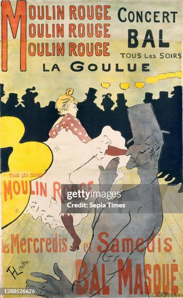 La Goulue Lithograph printed in four colors. Three sheets of wove paper., sheet: 74 13/16 x 45 7/8 in. , Henri de Toulouse-Lautrec , When the brassy...