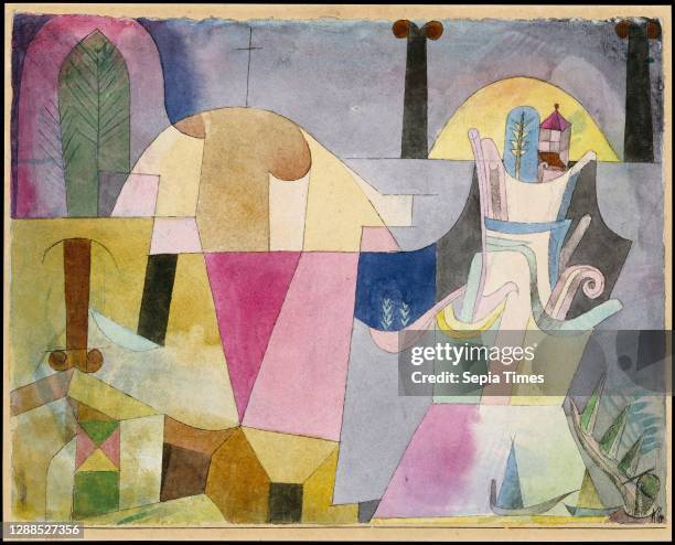 Black Columns in a Landscape Watercolor and ink on paper mounted on cardboard, 9 1/2 × 12 3/8 in. , Drawings, Paul Klee , In the spring of 1919, Klee...