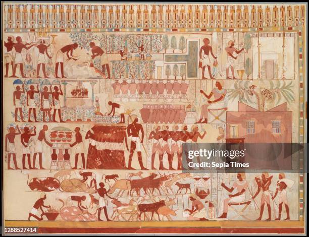 Nebamun Supervising Estate Activities, Tomb of Nebamun, New Kingdom, Dynasty 18, ca. A.D. 1928; original ca. 1400–1352 B.C., Original from Egypt,...