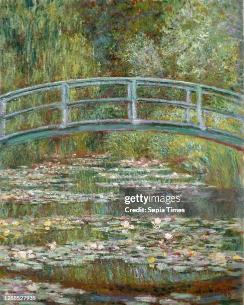 Bridge over a Pond of Water Lilies Oil on canvas, 36 1/2 x 29 in. , Paintings, Claude Monet , In 1893, Monet, a passionate horticulturist, purchased...