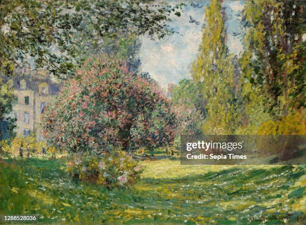 The Parc Monceau Oil on canvas, 23 1/2 x 32 1/2 in. , Paintings, Claude Monet , Situated on the boulevard de Courcelles in Paris and surrounded by...