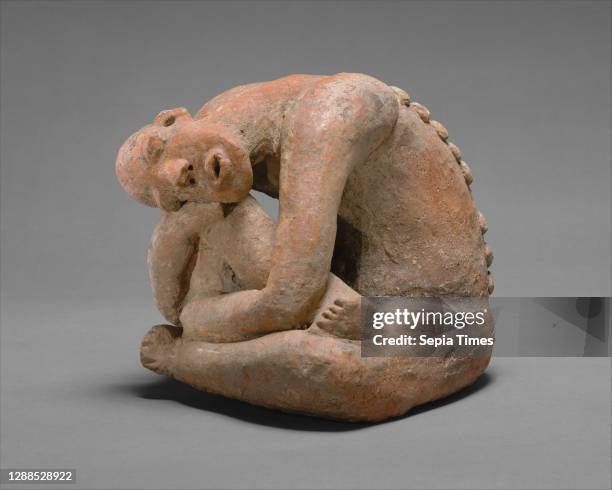 Seated Figure, 13th century, Mali, Inland Niger Delta region, Djenne peoples, Terracotta, H. 10 x W. 11 3/4in. , Ceramics-Sculpture, This haunting...