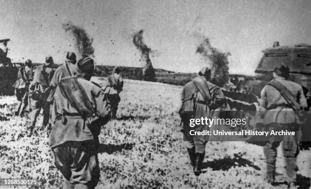 Fights at the Kursk frontline. August 1943 World War Two Russian front.