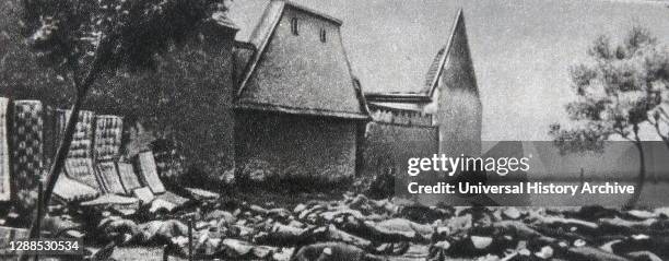 Victims of bloody terror in Lidice. Czechoslovakia. The Lidice massacre was the complete destruction of the village of Lidice, in the Protectorate of...