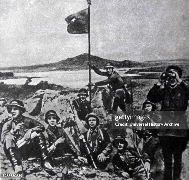 Group of Soviet soldiers hoists the Red Banner at Battle of Lake Khasan 1938. The Battle of Lake Khasan , also known as the Changkufeng Incident, was...