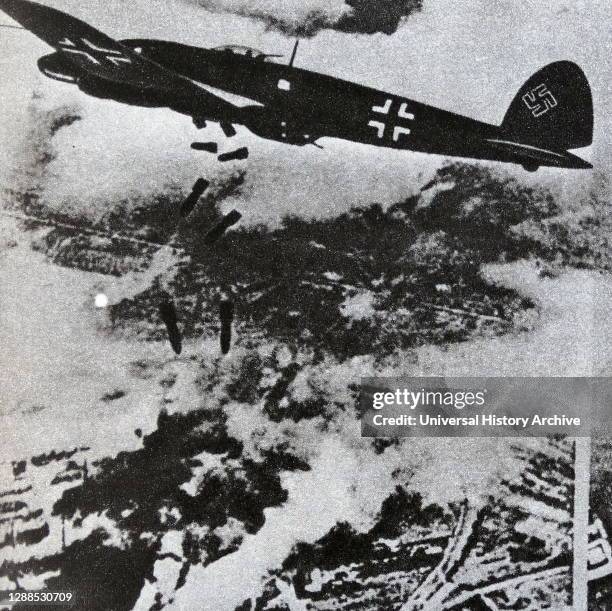 Nazi aircraft bombing Poland. 1939.
