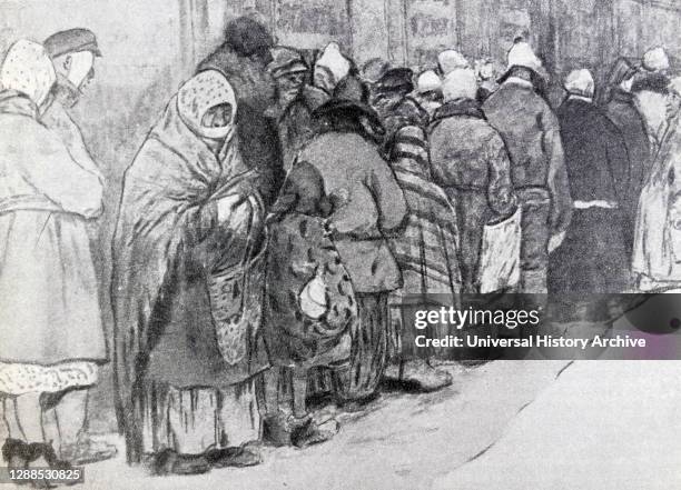 Food queues St Petersburg February 1917.