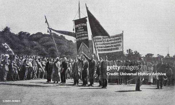 Workers demonstration in Petrograd, Russia, June, 1917.