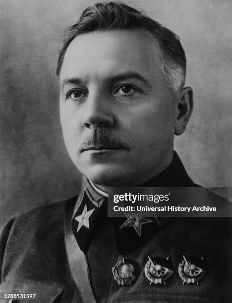 Kliment Voroshilov , Soviet military officer and politician during the Stalin era. He was one of the original five Marshals of the Soviet Union ,...