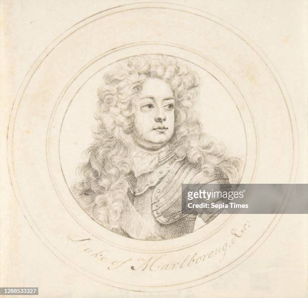 Portrait of John Churchill, 1st Duke of Marlborough, early 18th century, Pen and ink on vellum, diameter: 4 1/8 in. , Drawings, John Faber, the Elder...