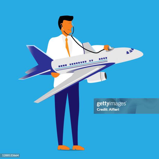 examining airline - new normal work stock illustrations